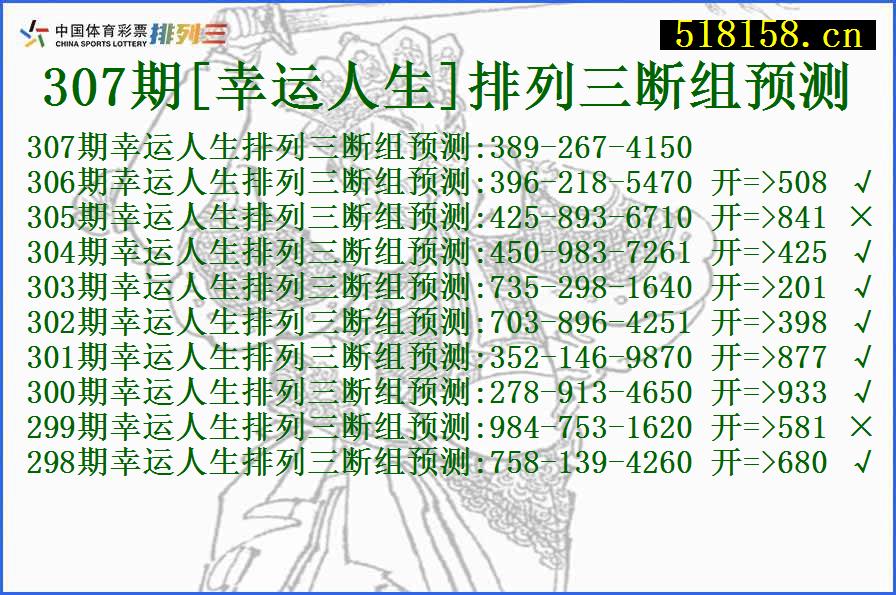 307期[幸运人生]排列三断组预测