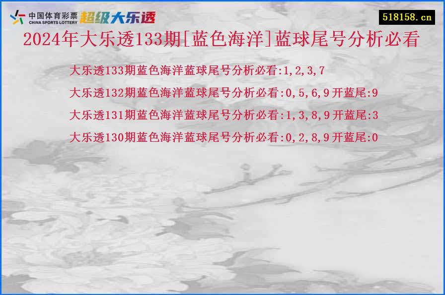 2024年大乐透133期[蓝色海洋]蓝球尾号分析必看