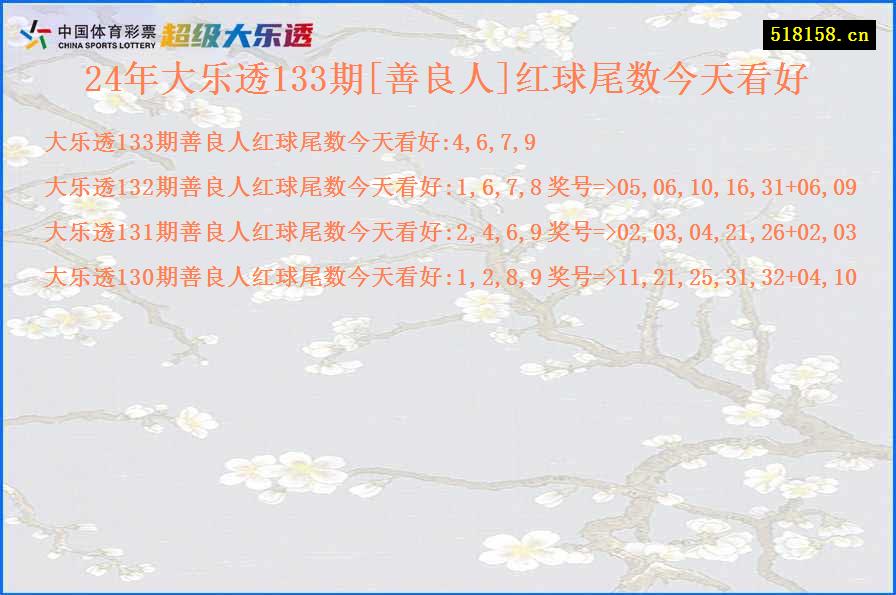 24年大乐透133期[善良人]红球尾数今天看好