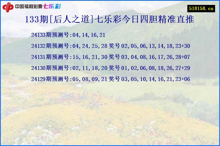 133期[后人之道]七乐彩今日四胆精准直推