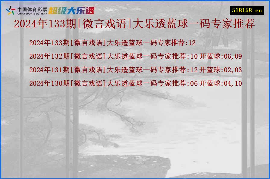 2024年133期[微言戏语]大乐透蓝球一码专家推荐