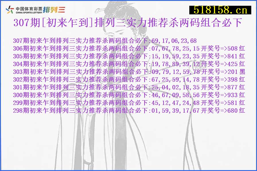 307期[初来乍到]排列三实力推荐杀两码组合必下