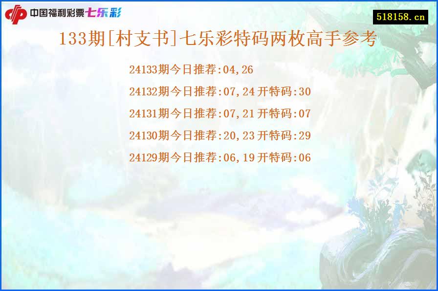 133期[村支书]七乐彩特码两枚高手参考