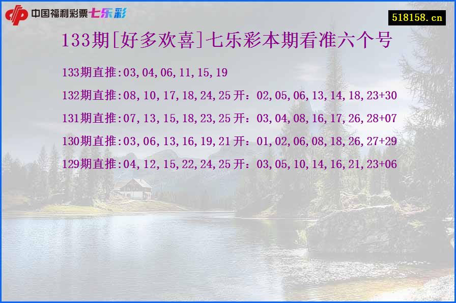 133期[好多欢喜]七乐彩本期看准六个号