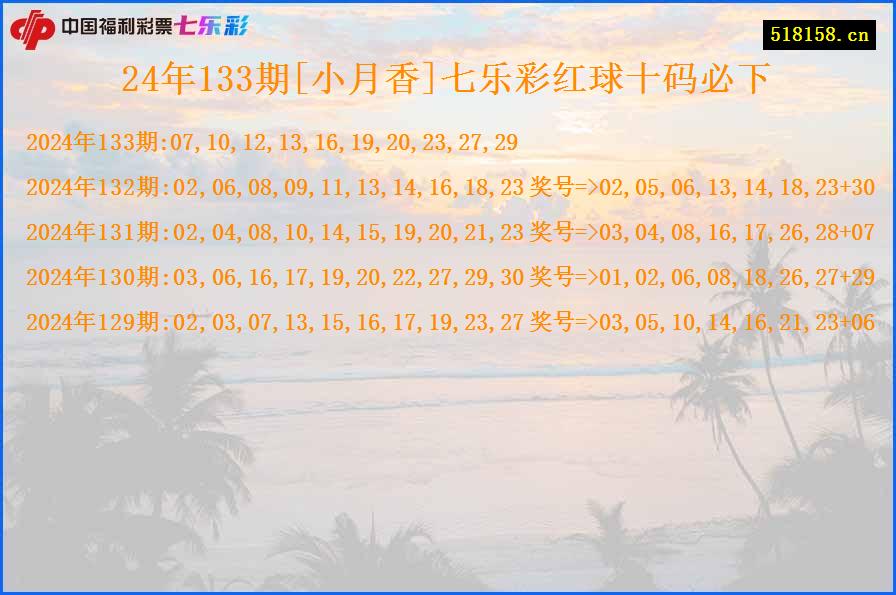 24年133期[小月香]七乐彩红球十码必下