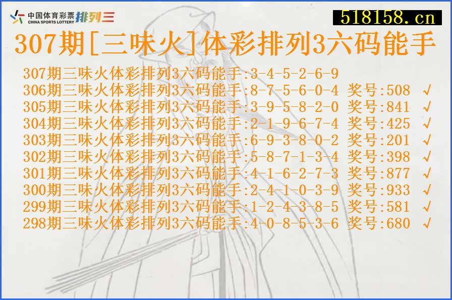 307期[三味火]体彩排列3六码能手