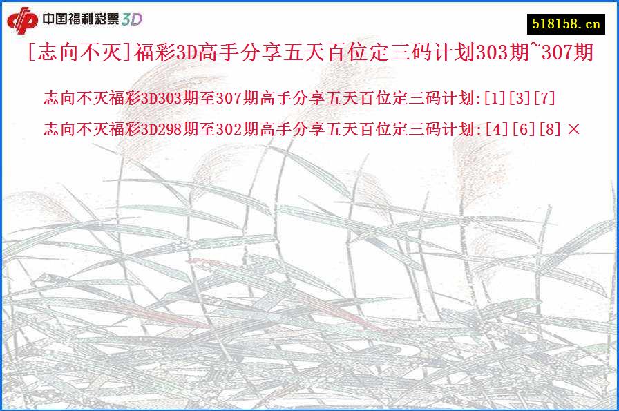 [志向不灭]福彩3D高手分享五天百位定三码计划303期~307期