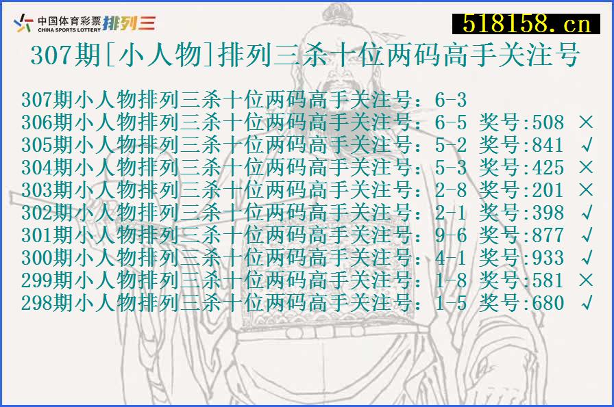 307期[小人物]排列三杀十位两码高手关注号