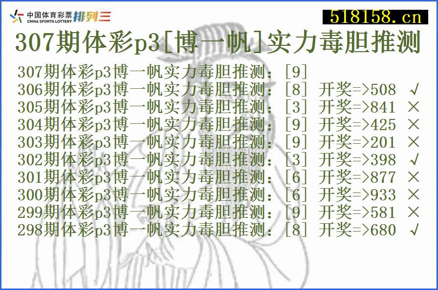 307期体彩p3[博一帆]实力毒胆推测