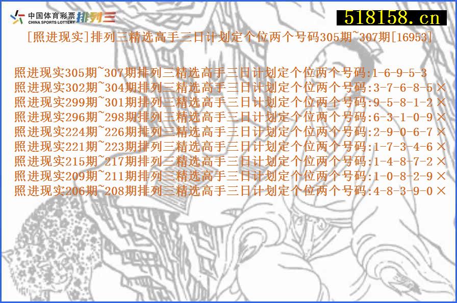 [照进现实]排列三精选高手三日计划定个位两个号码305期~307期[16953]