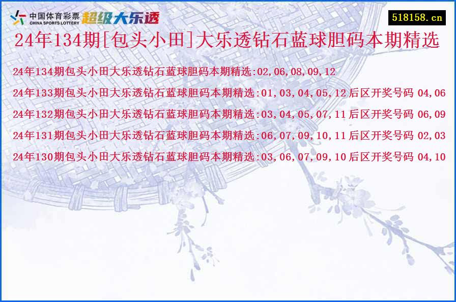 24年134期[包头小田]大乐透钻石蓝球胆码本期精选