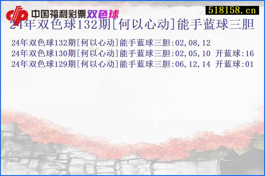 24年双色球132期[何以心动]能手蓝球三胆