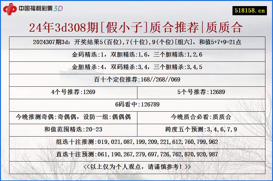 24年3d308期[假小子]质合推荐|质质合