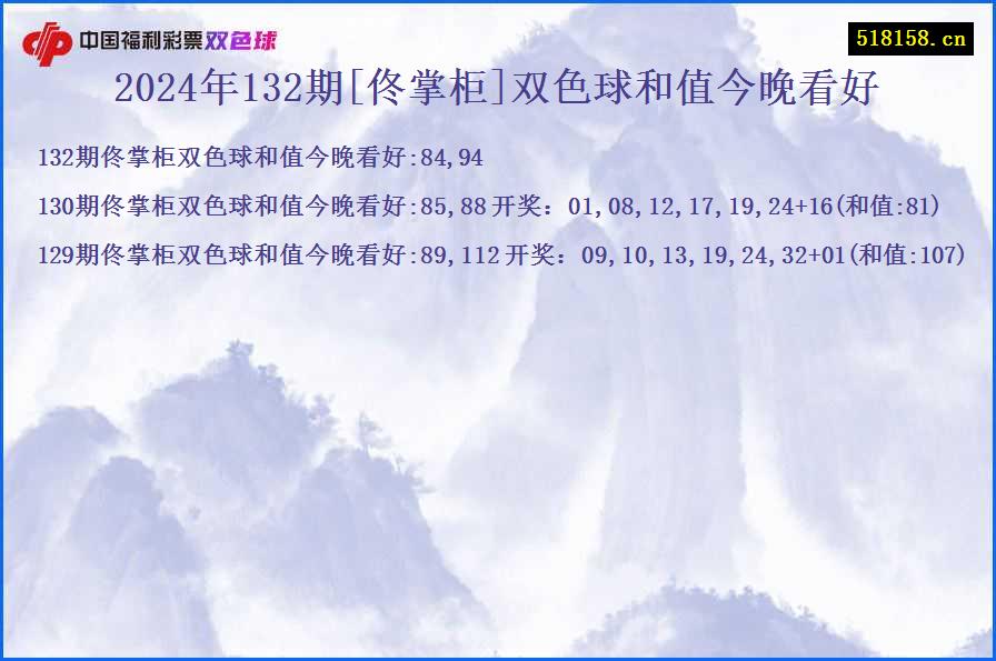 2024年132期[佟掌柜]双色球和值今晚看好