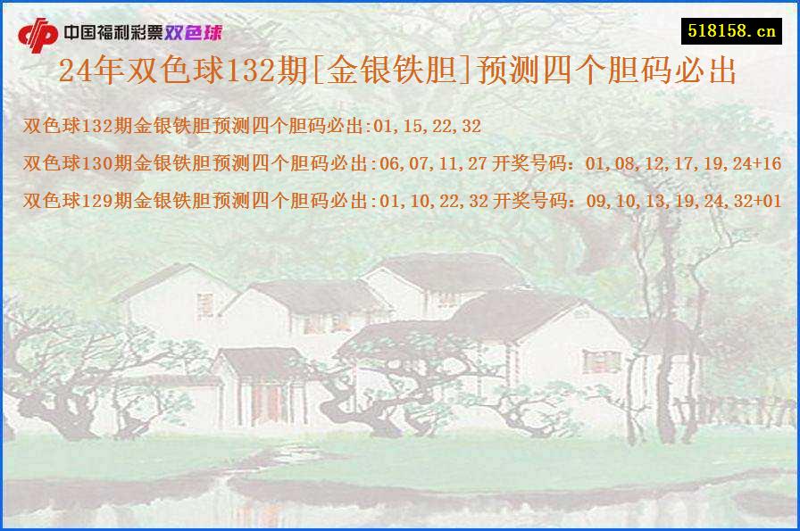 24年双色球132期[金银铁胆]预测四个胆码必出