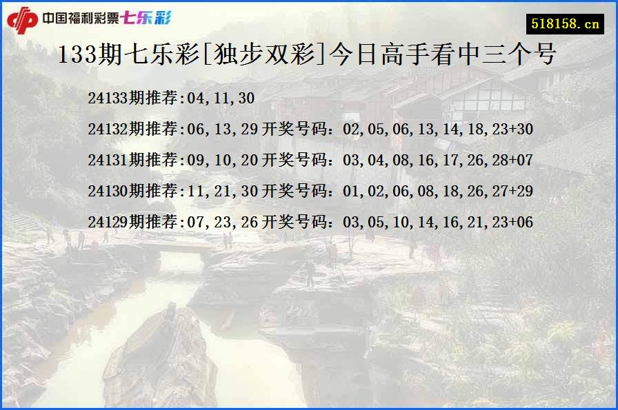 133期七乐彩[独步双彩]今日高手看中三个号