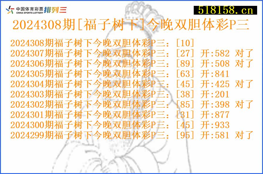 2024308期[福子树下]今晚双胆体彩P三