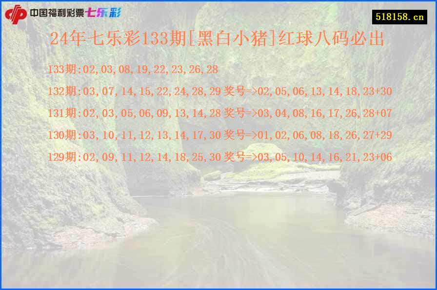 24年七乐彩133期[黑白小猪]红球八码必出