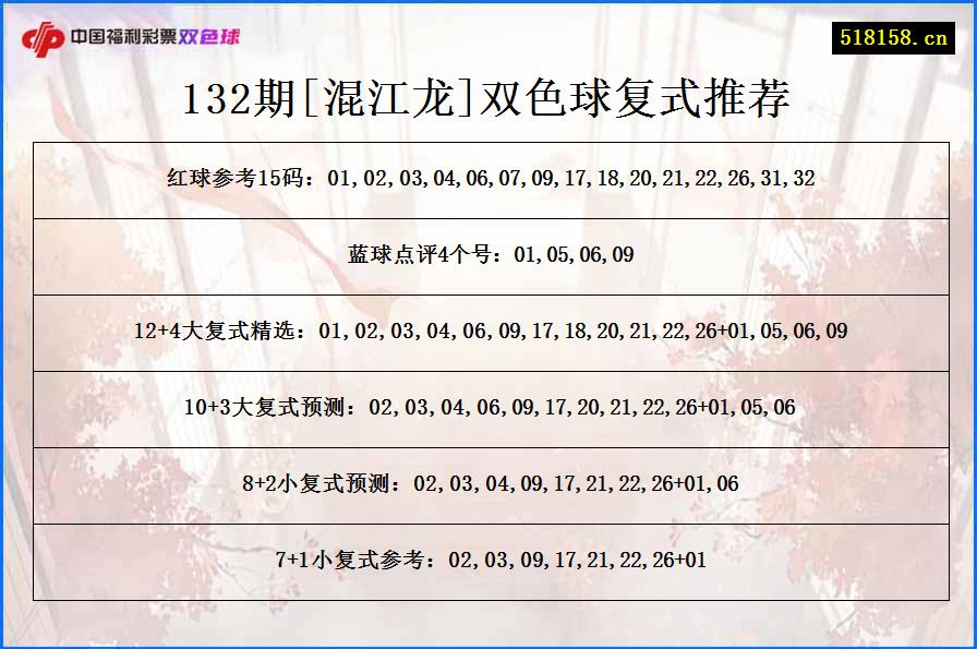 132期[混江龙]双色球复式推荐