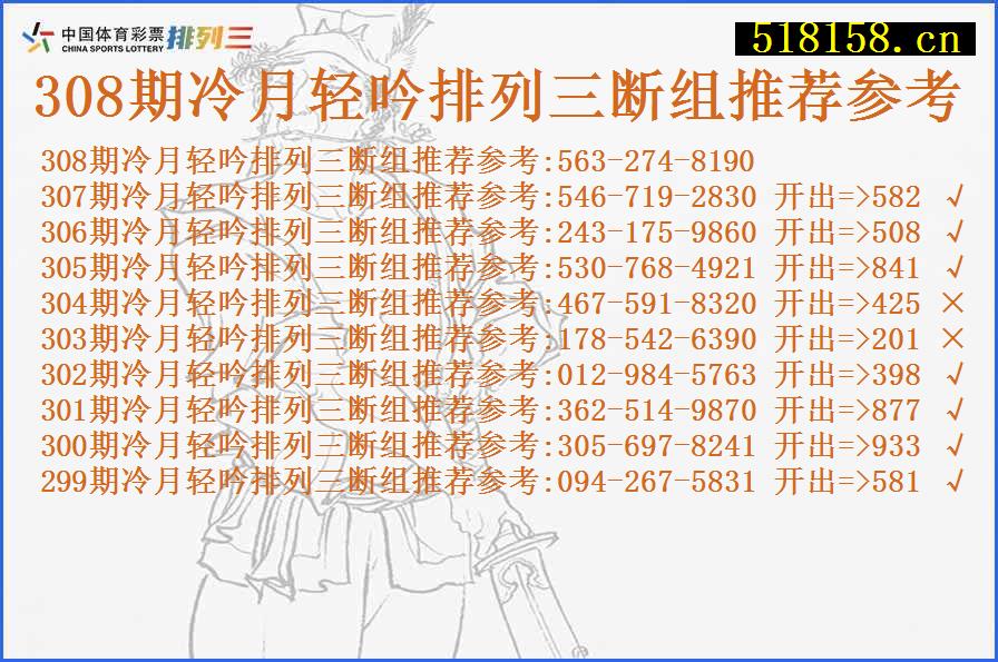 308期冷月轻吟排列三断组推荐参考