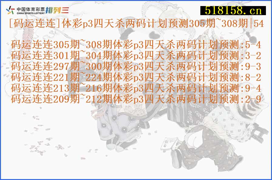 [码运连连]体彩p3四天杀两码计划预测305期~308期|54