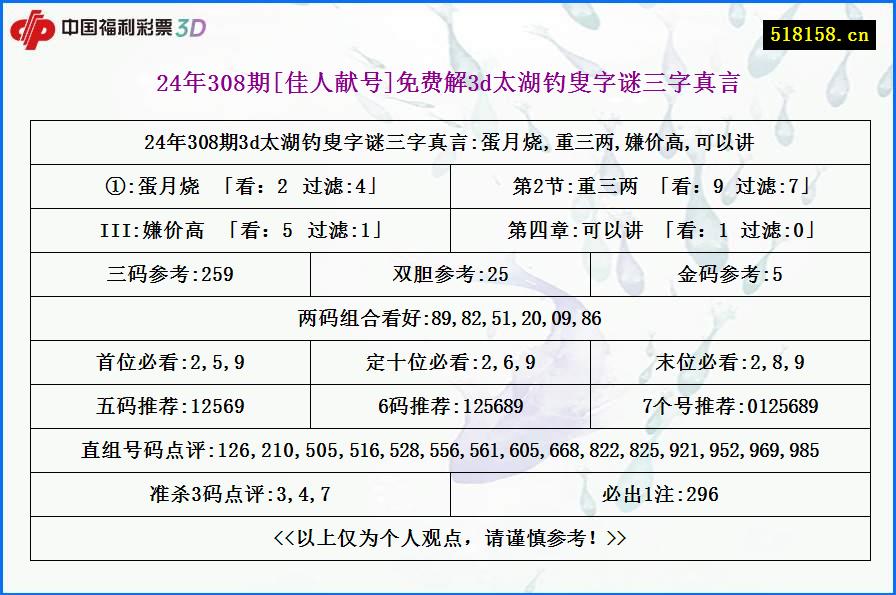 24年308期[佳人献号]免费解3d太湖钓叟字谜三字真言