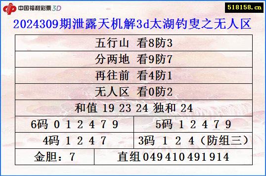 2024309期泄露天机解3d太湖钓叟之无人区