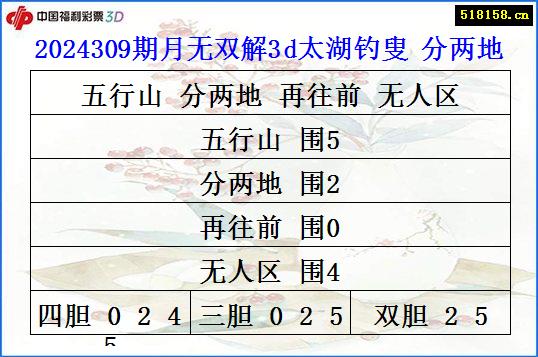 2024309期月无双解3d太湖钓叟 分两地