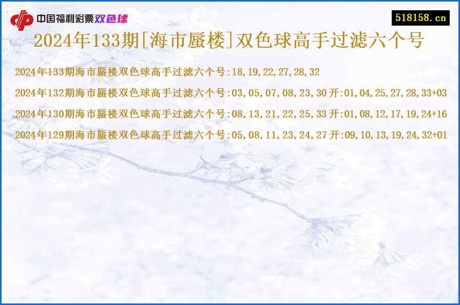 2024年133期[海市蜃楼]双色球高手过滤六个号