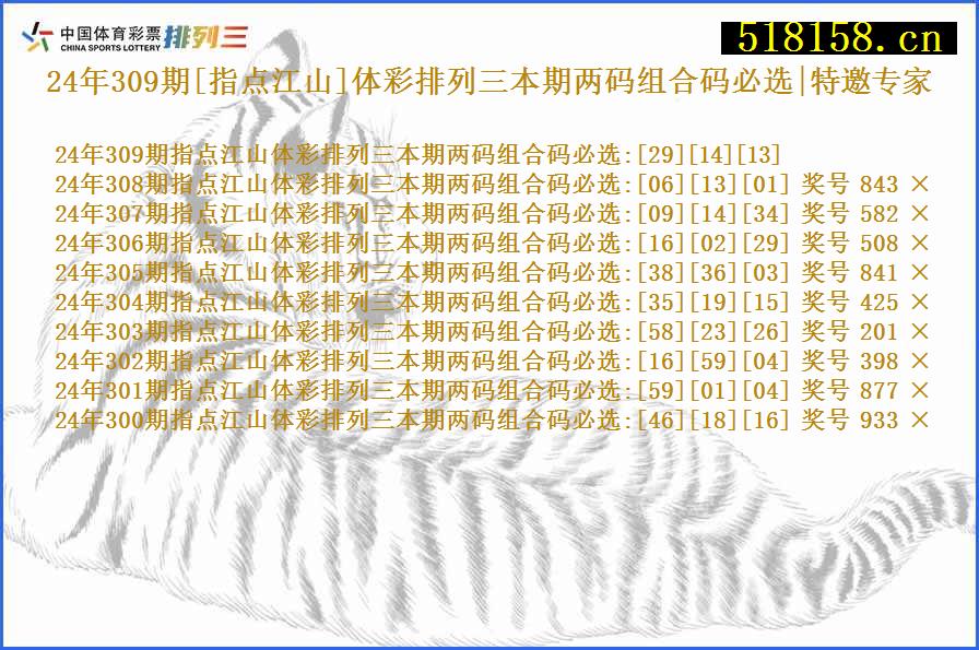 24年309期[指点江山]体彩排列三本期两码组合码必选|特邀专家