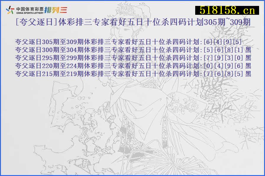 [夸父逐日]体彩排三专家看好五日十位杀四码计划305期~309期