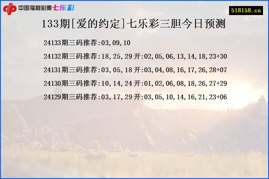 133期[爱的约定]七乐彩三胆今日预测