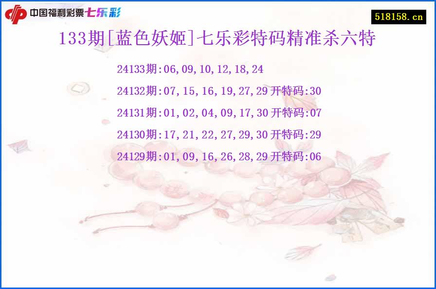 133期[蓝色妖姬]七乐彩特码精准杀六特