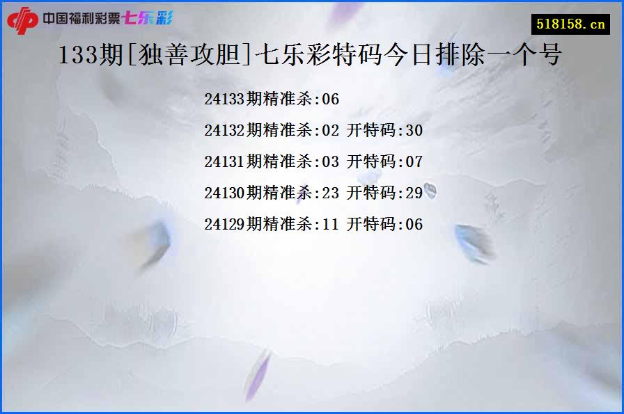 133期[独善攻胆]七乐彩特码今日排除一个号