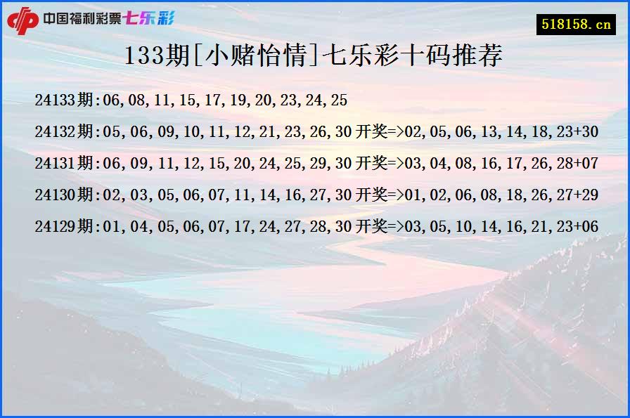 133期[小赌怡情]七乐彩十码推荐