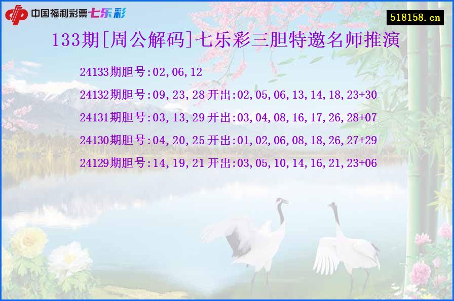 133期[周公解码]七乐彩三胆特邀名师推演