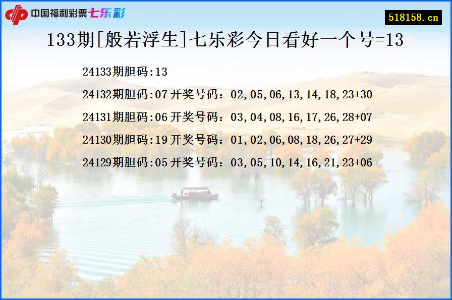 133期[般若浮生]七乐彩今日看好一个号=13