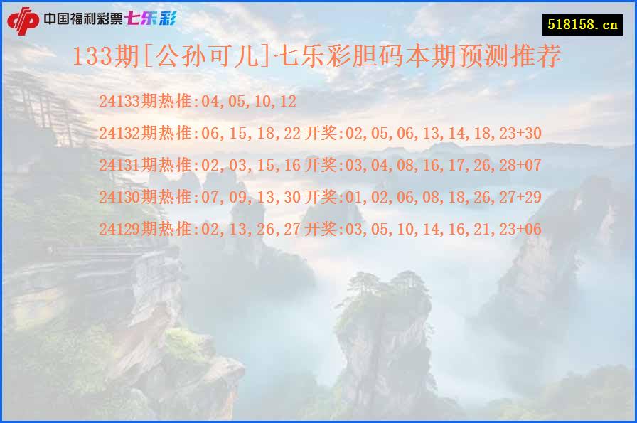 133期[公孙可儿]七乐彩胆码本期预测推荐