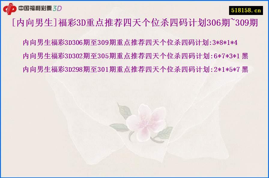 [内向男生]福彩3D重点推荐四天个位杀四码计划306期~309期