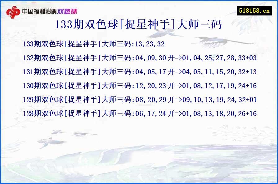 133期双色球[捉星神手]大师三码