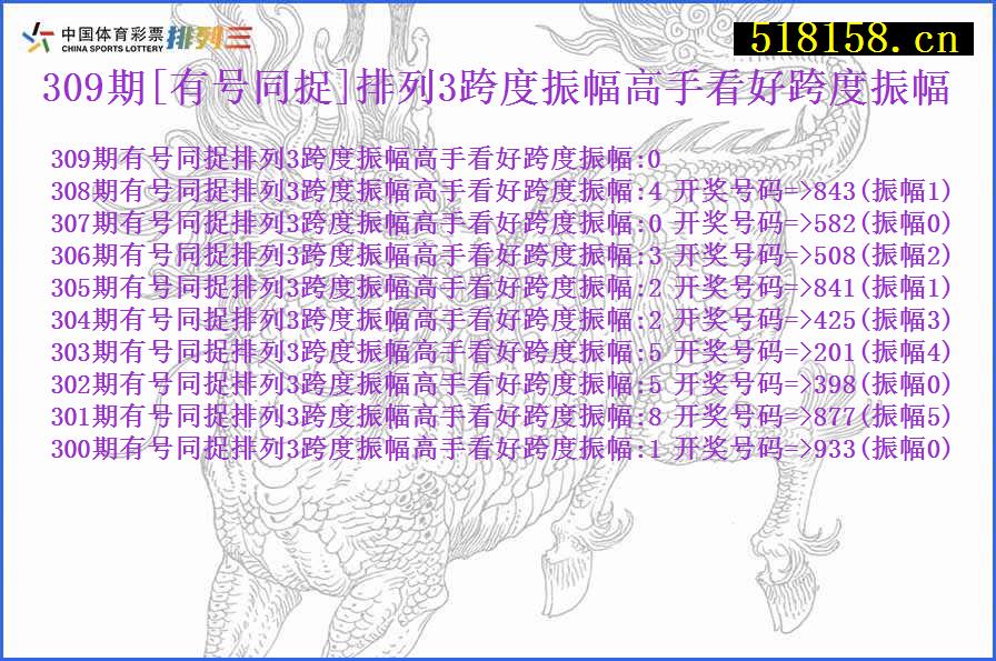 309期[有号同捉]排列3跨度振幅高手看好跨度振幅