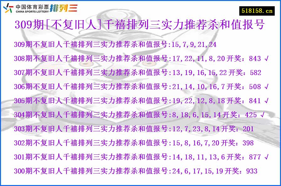 309期[不复旧人]千禧排列三实力推荐杀和值报号