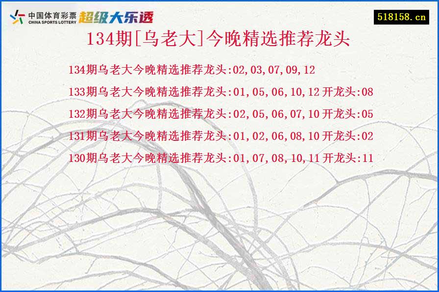 134期[乌老大]今晚精选推荐龙头