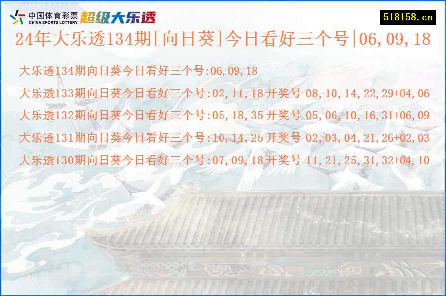 24年大乐透134期[向日葵]今日看好三个号|06,09,18