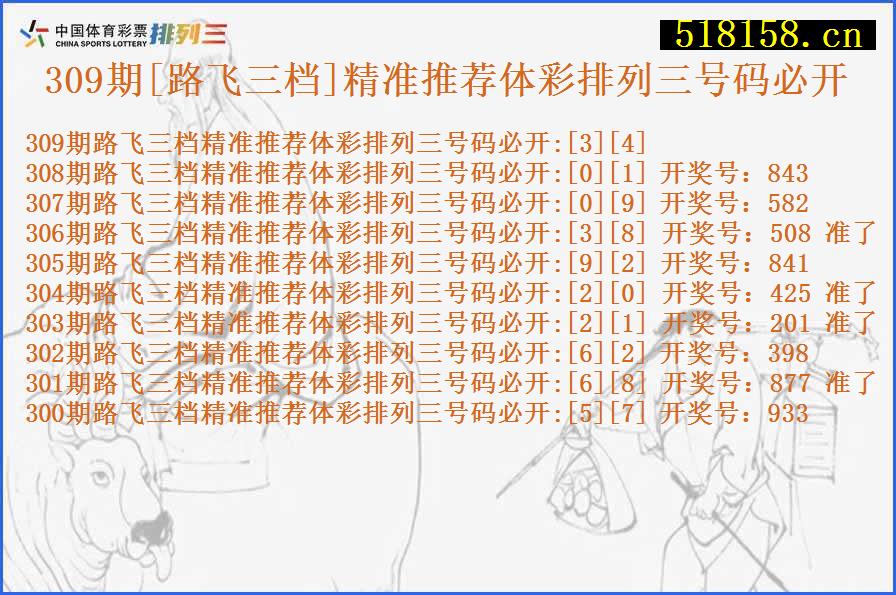 309期[路飞三档]精准推荐体彩排列三号码必开