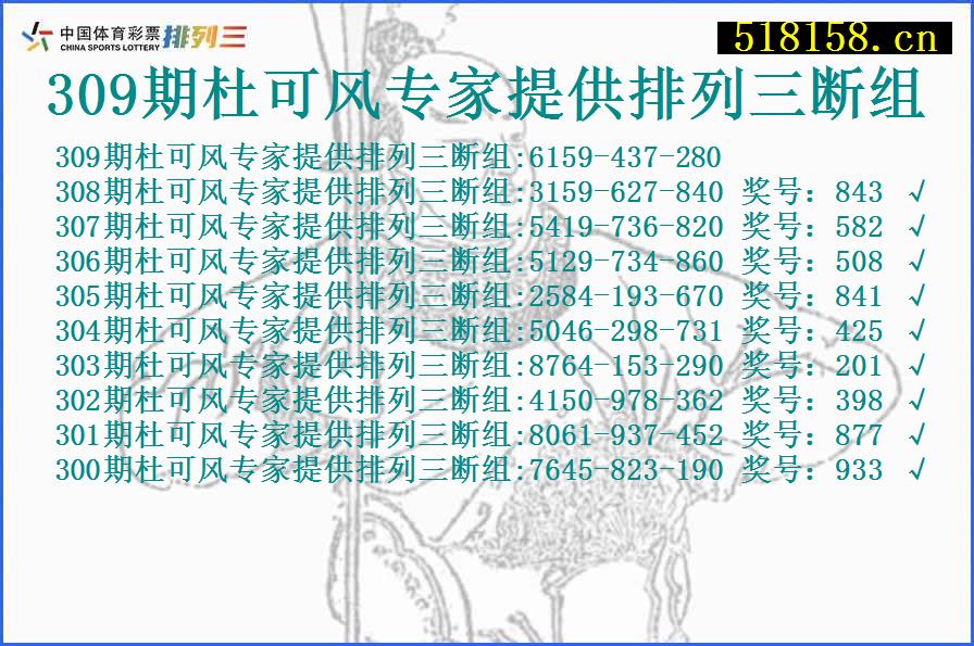 309期杜可风专家提供排列三断组