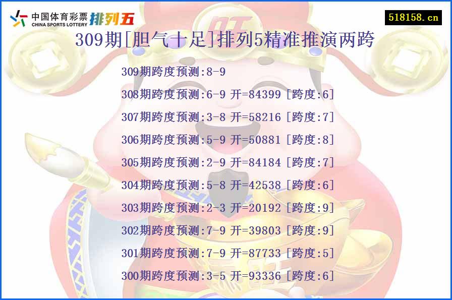 309期[胆气十足]排列5精准推演两跨