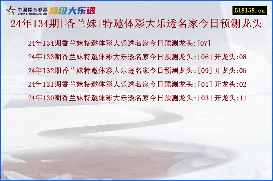 24年134期[香兰妹]特邀体彩大乐透名家今日预测龙头