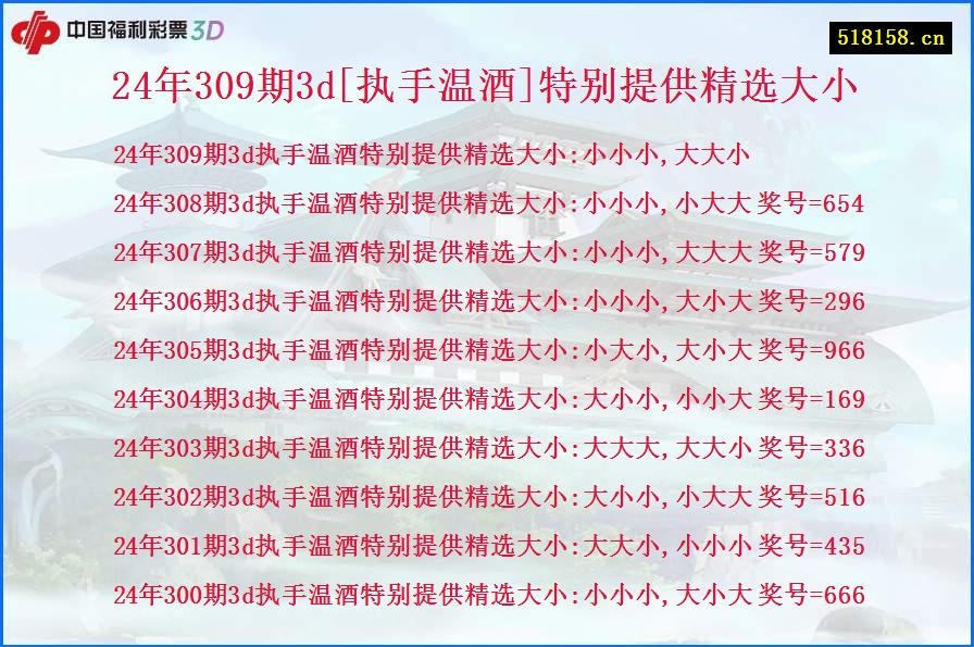 24年309期3d[执手温酒]特别提供精选大小