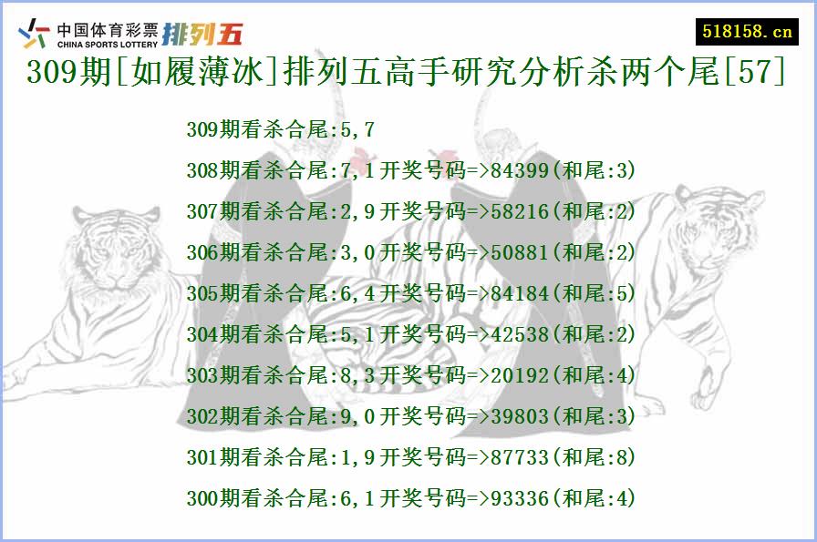 309期[如履薄冰]排列五高手研究分析杀两个尾[57]